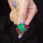 Classic 12x17mm Emerald Main Stone Luxury Pear RingEmerald6
