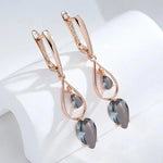 Transparent Grey Stone Drop Earrings – 585 Rose Gold