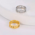 Hollow Sun Moon Ring Stainless Steel Gold Color Women Rings