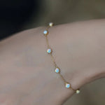 New 100% 925 Sterling Silver Retro Seven Opal Bracelet Light Luxury Chain