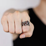 Punk Thorn Ruby Ring Black Resizable RingRing