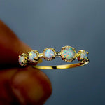 Female Charm White Fire Opal Stone Rings Yellow Gold Color Wedding Jewelry For Women Small Round Engagement Ring