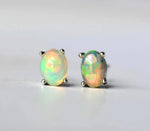 Natural Stone Opal Earrings Silver Post Lucky Hope Elf Studs Earring