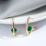 585 Rose Golden V Shape Drop Earrings For Women