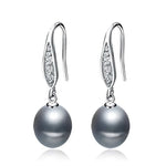 Real Grey Freshwater Pearl Earrings For Women,925 Silver Pearl Drop Earring Wife Mother Valentine's Day Birthday Giftgrey pearl earring