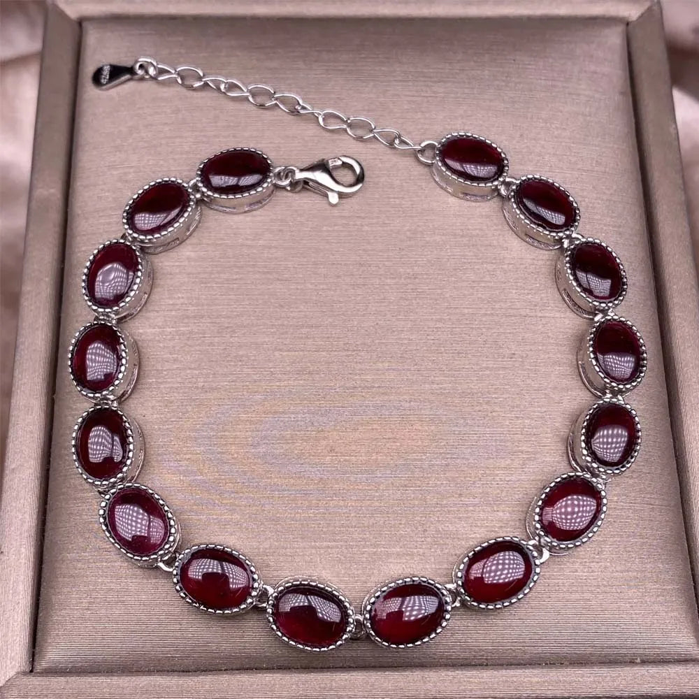 Natural Purple Teeth Garnet Women's Bracelet RubyColored pearls