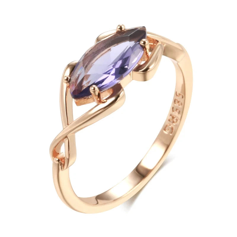 Purple Rhombus Zircon Ring – Rose Gold ColorPURPLE10
