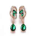 Drop Earring Cubic Zirconia Rose Gold PlatedGreen-G