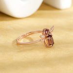 Honey Bee Design Ruby Rose Gold 925 Sterling Silver Resizable RingRing