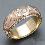 Carved CZ Engagement Ring – Two-Tone Design