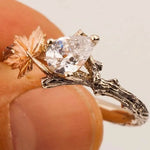 Diamond Twig & Leaf Solitaire Engagement Ring for Women