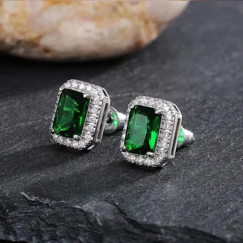 Luxury Green Crystal Drop Earrings – Women's Anniversary GiftE669