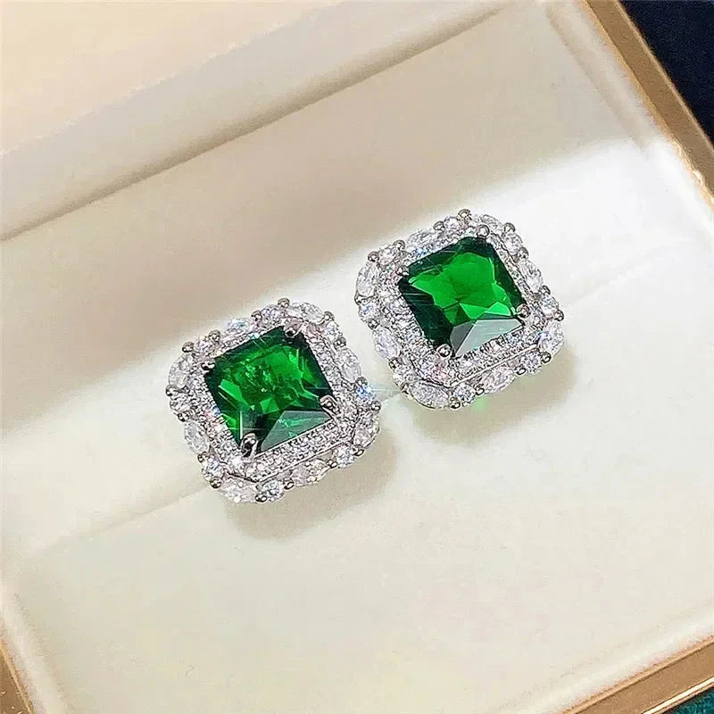 Luxury Green Crystal Drop Earrings – Women's Anniversary GiftE1560