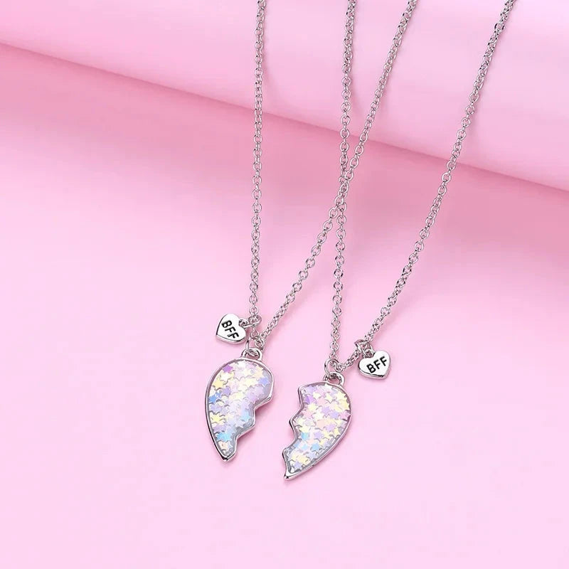 Lovecryst 2Pcs/set Five Pointed Star Sequin Stitching Best Friend Necklace