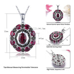 Natural Rhodolite Garnet Black Spinel Solid Silver Pendant 6.2 Carats Genuine Gemstone Rose Garnet Romantic Classic Style