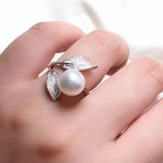Leaf Design Simulated Pearl Ring for Women