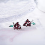 Fruit Peridot Grape Natural Gemstone Delicate Crystal Fruits Silver Stud Earrings