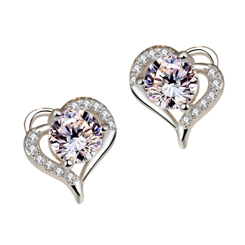 Fine Heart Amethyst EarringWhite