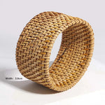 Boho Wood Bamboo Rattan Weave BraceletE686232P