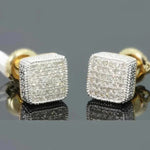 Fashion Gold Color Iced Out Square Bling Stud EarringM130