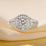14K Gold Plated Halo CZ Engagement Ring