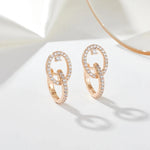 Shiny Natural Zircon Pierced Earrings For Women 585 Rose Gold