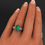 Bague Diamant Bizuteria Anillos De Pure Emerald Gemstone 14k Gold Ring