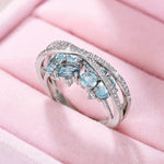 Unique Cross Rings with Colored Blue Cubic Zirconia Fashionable Design