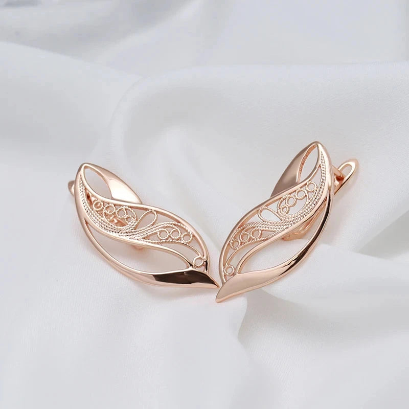 Glossy Hollow Dangle Earrings for Women – Rose Gold Ethnic Bridal Jewelry