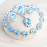 Silver 925 Women Jewelry Sets Blue Zirconia4PCS-Sky Blue10