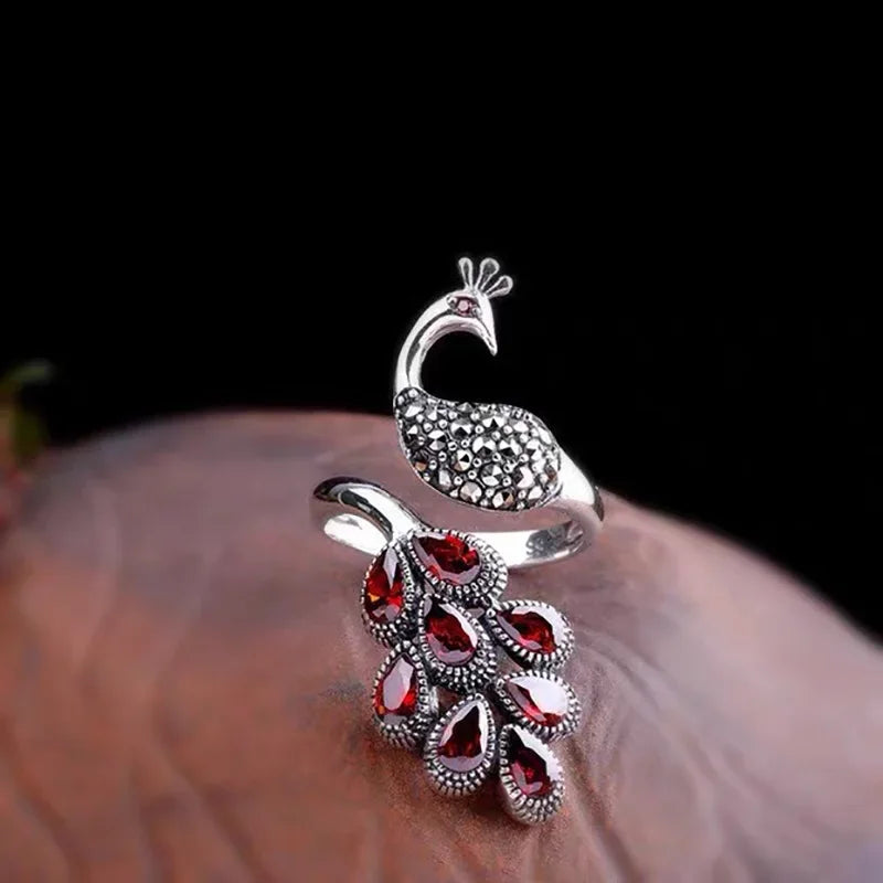 Genuine Solid Sterling Silver Peacock Ring