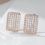 Rose Gold Square Natural Zircon Earrings for Women