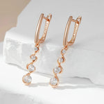 Natural Zircon Long Drop Earrings – 585 Rose Gold