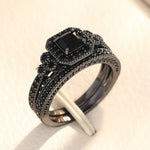 Huitan Fashion 2Pcs Set of Rings for Women Double Layer Stackable Fashion Jewelry Trendy Cubic Zirconia Stone Finger AccessoriesT03386
