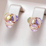 Colorful Crystal Flower Stud Earrings For Women