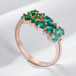 585 Rose Gold Shiny Green Natural Zircon Bride Wedding Rings For Women