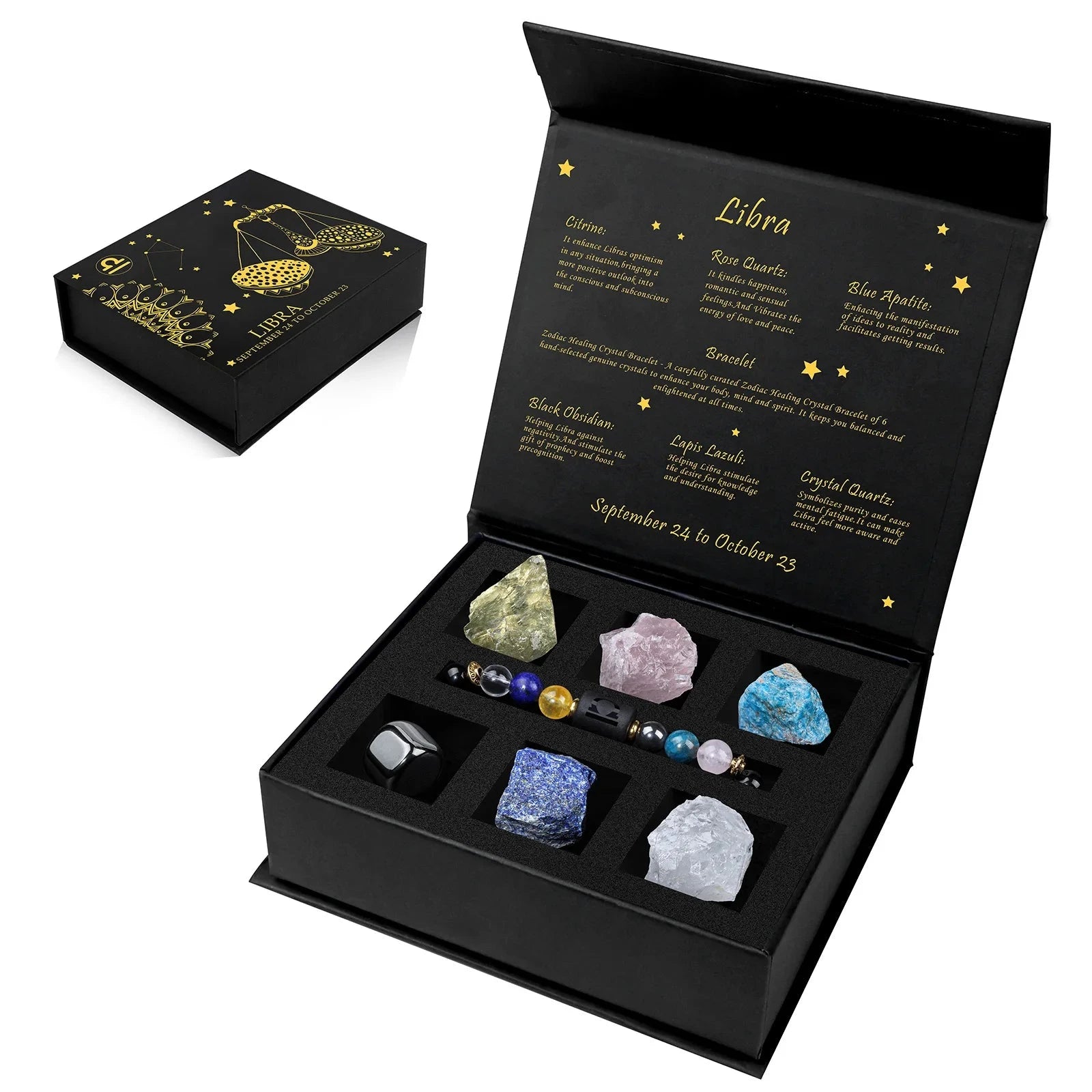 Aries Bracelet Constellation Sign Braided Bracelet With 6 Natural Stone Jewelry for Women/MenLibra 9.23-10.23