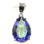 Drop Fire Rainbow Blue Mystic Topaz Sister Silver Pendant Earringspendant