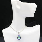 Drop Fire Rainbow Blue Mystic Topaz Sister Silver Pendant Earrings