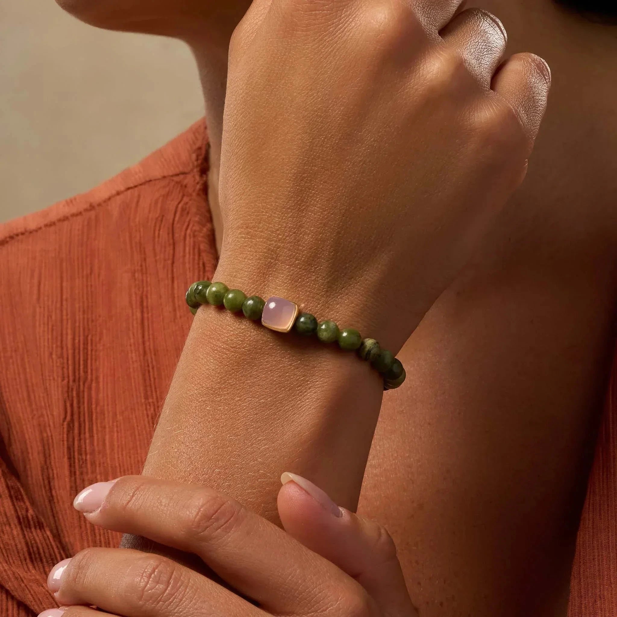 Peaceful Devotion Jade & Rose Quartz BraceletBracelets - Womens