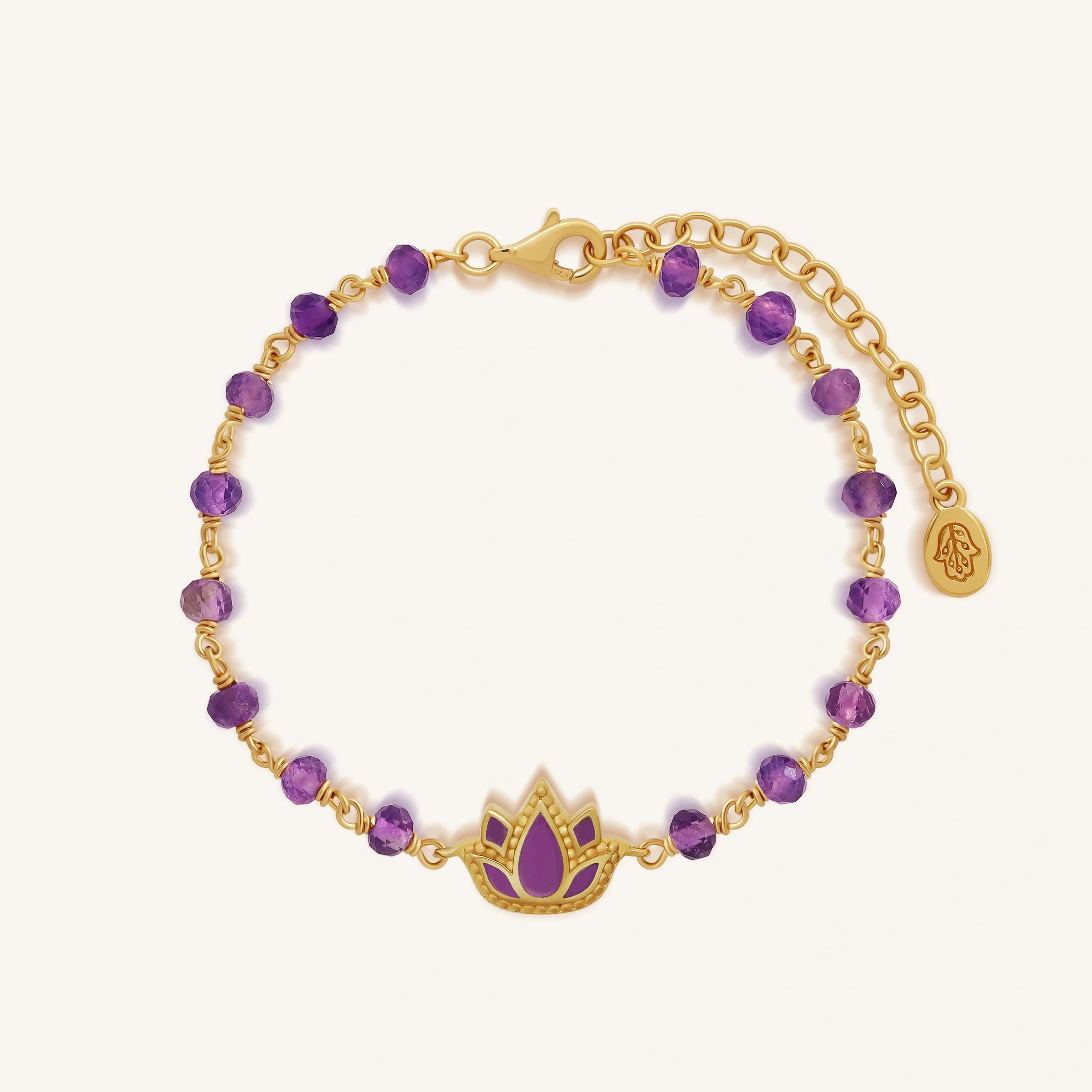 Radiant Calm Amethyst Lotus Gold BraceletBracelets - Womens