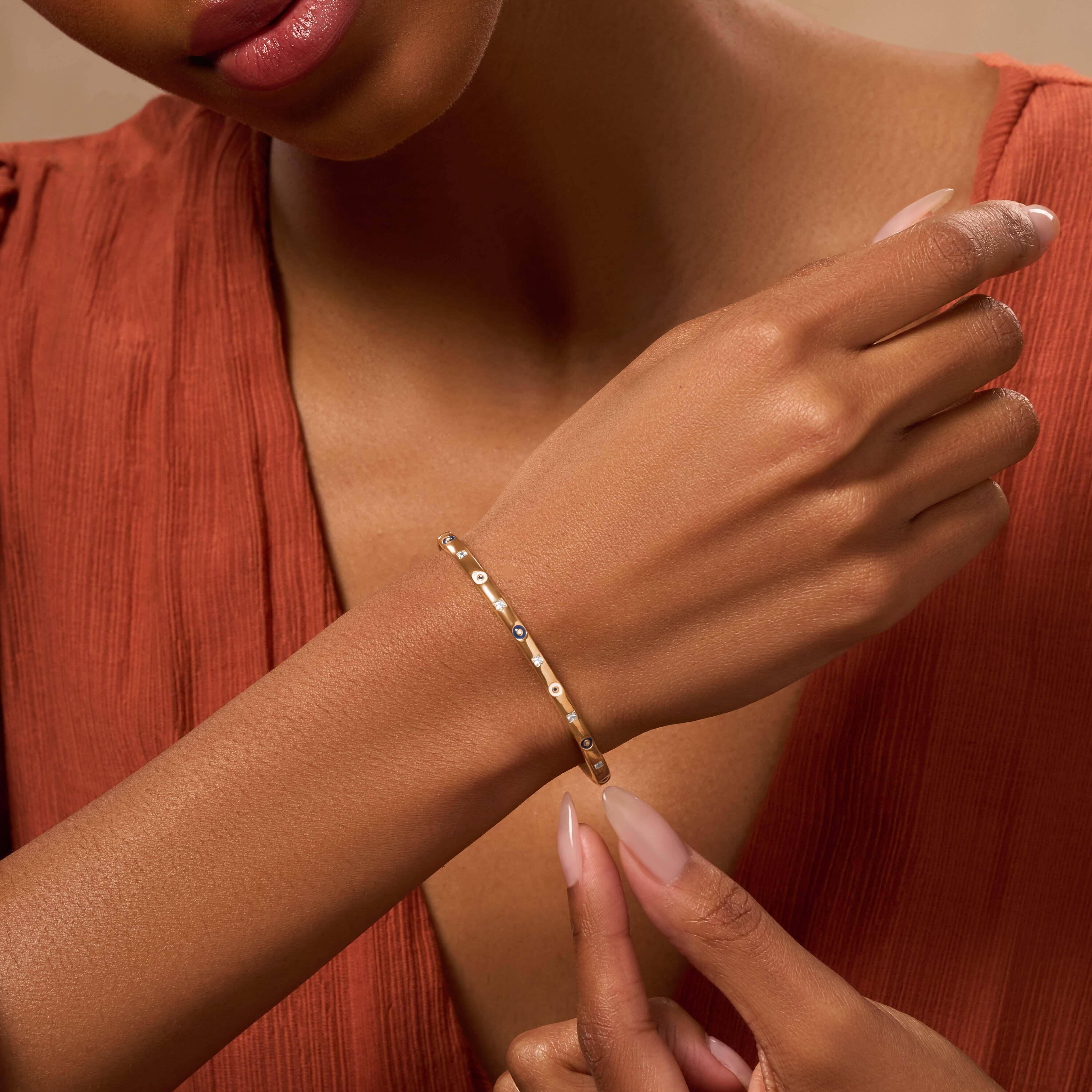 Soulful Rejuvenation Gold Evil Eye Bangle BraceletBracelets - Womens