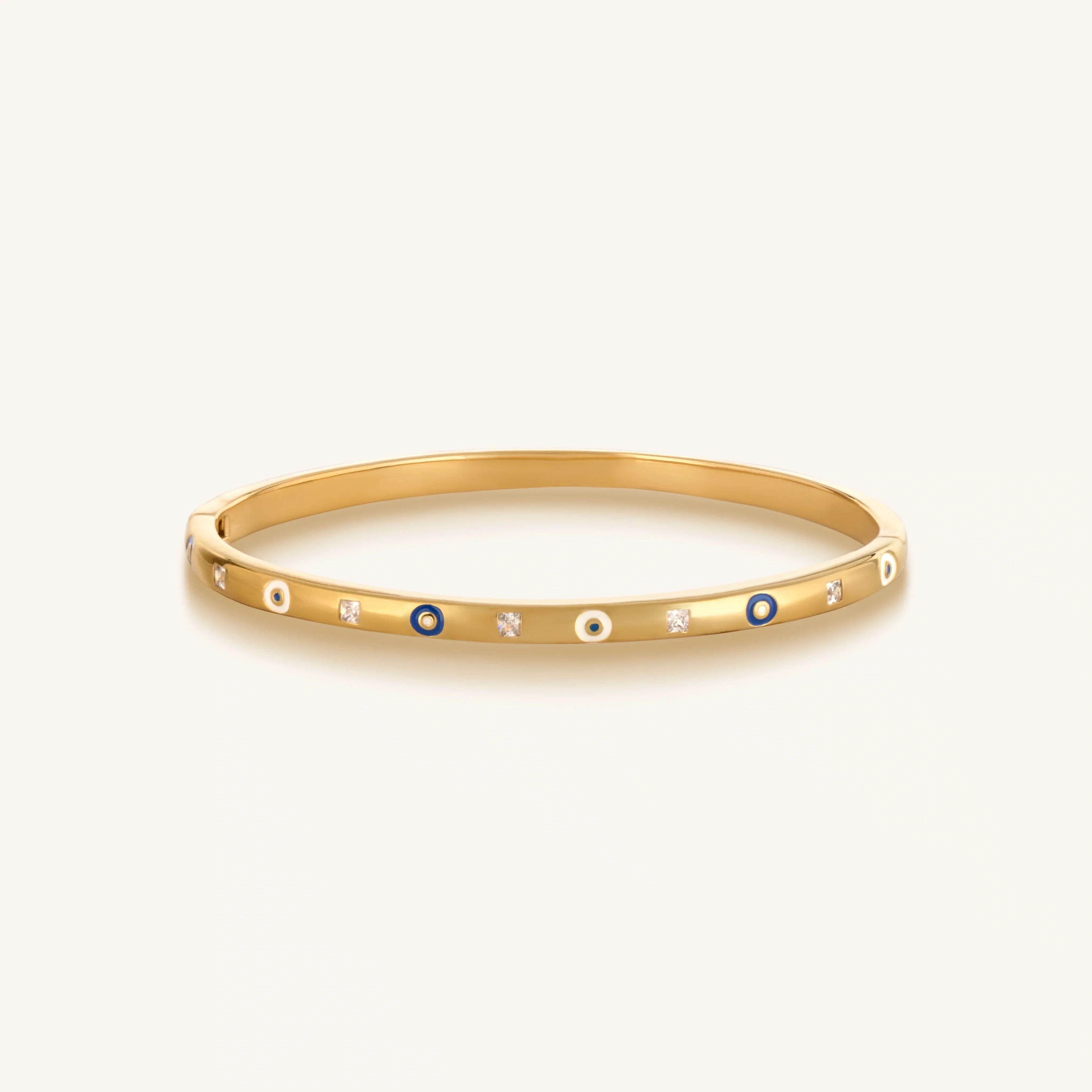 Soulful Rejuvenation Gold Evil Eye Bangle BraceletBracelets - Womens