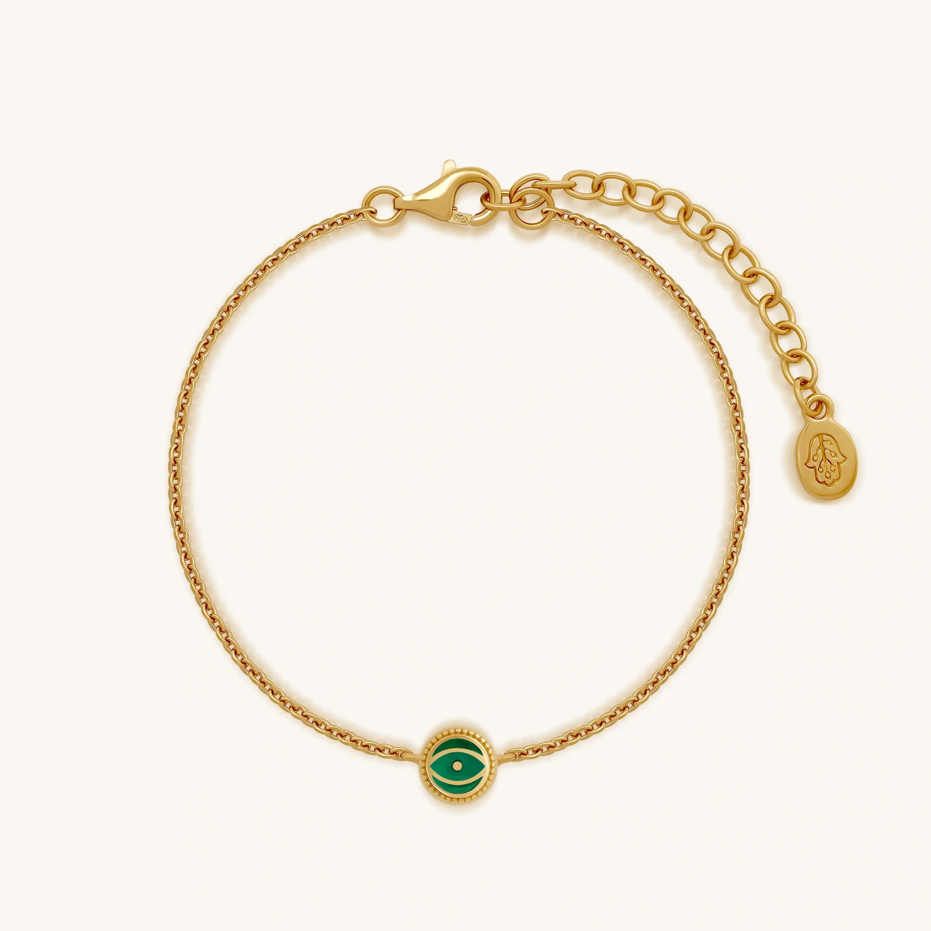 Verdant Guardian - Emerald Agate May Birthstone Evil Eye Gold BraceletBracelets - Womens