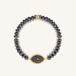 Steady Light Evil Eye Hematite & Aquamarine Gold BraceletBracelets - Womens
