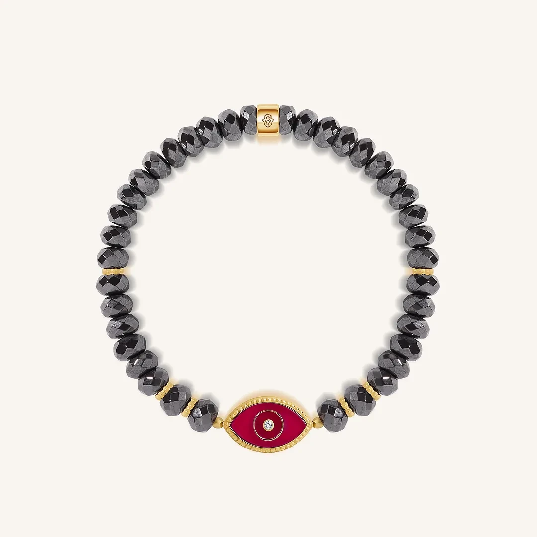 Guardian Flow Evil Eye Hematite & Guava Agate BraceletBracelets - Womens