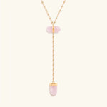 Open Hearted - Gold Rose Quartz Evil Eye Double Pointer NecklaceNecklaces - Womens