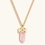 Delicate Guidance - Rose Quartz Evil Eye Pointer NecklaceNecklaces - Womens
