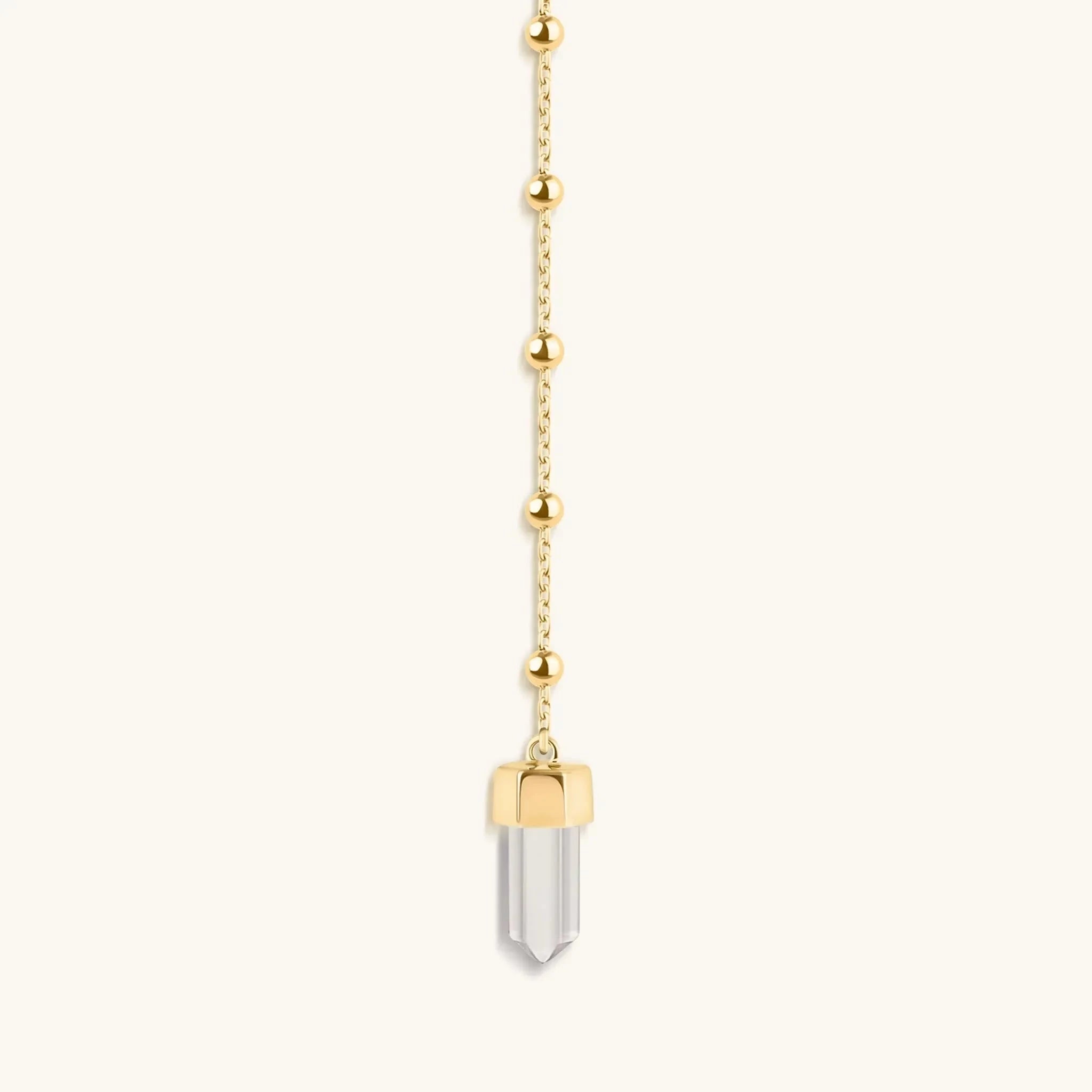 Clear Mind - Crystal Quartz Gold Evil Eye NecklaceNecklaces - Womens