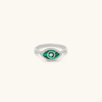 Clear Ambitions Malachite Evil Eye RingRings - Womens